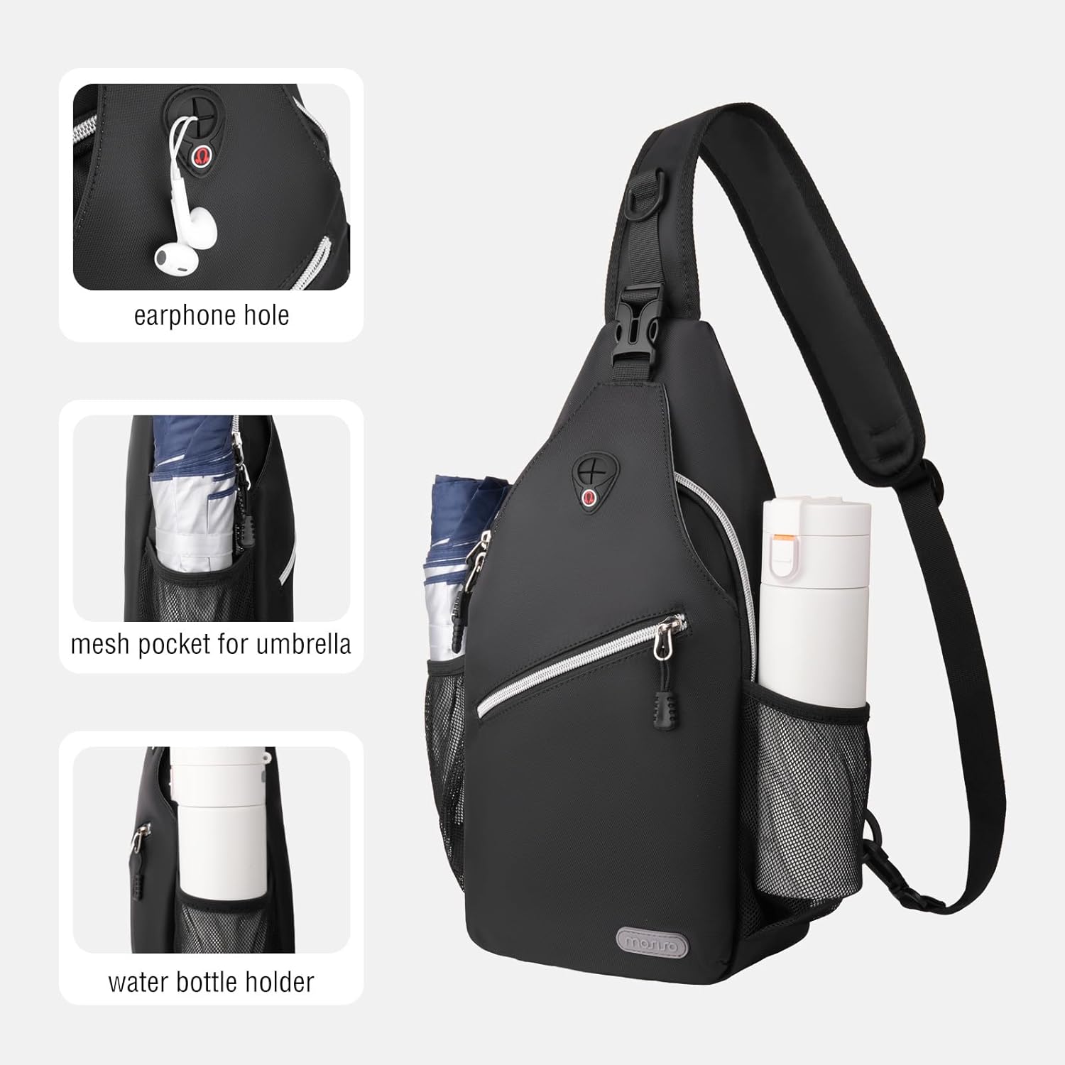 MOSISO Sling Backpack, Multipurpose Crossbody Shoulder Bag Travel Hiking Daypack