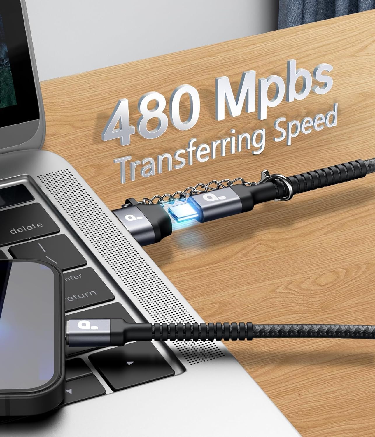 USB C Cable 10FT, USBA to USBC Cable, USBC to C Cable, 2Pack Type C Fast Charging Cables Nylon Braided Cable for iPhone 17/16/15/Pro/Plus/Pro Max/Samsung/LG, with USB C Female to USB A Male Adapter
