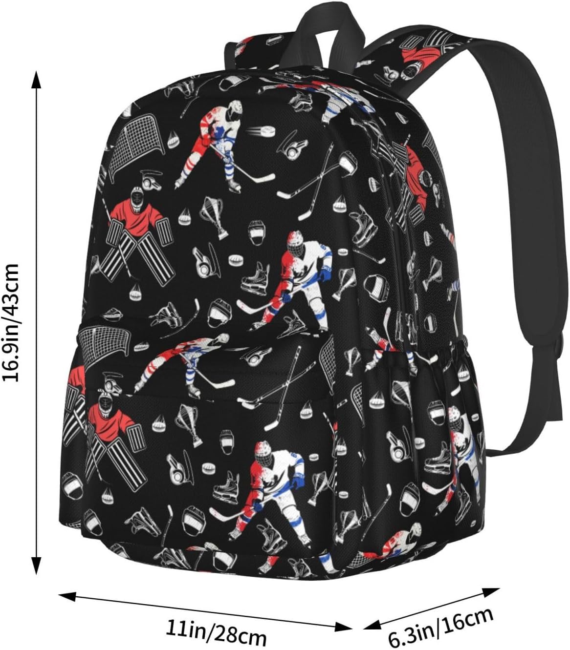 Hockey Backpack School Bag Lightweight Bookbag Laptop Travel Daypack For Kids Girls Boys Teens