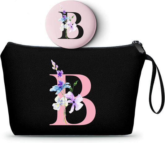 SEAMOON Women Birthday Unique Maid of Honor Friendship Gifts for Women Sister Bridesmaid Bride Personalized Travel Makeup Cosmetic Bag with Mirror Valentines Mothers Day Christmas Graduation B