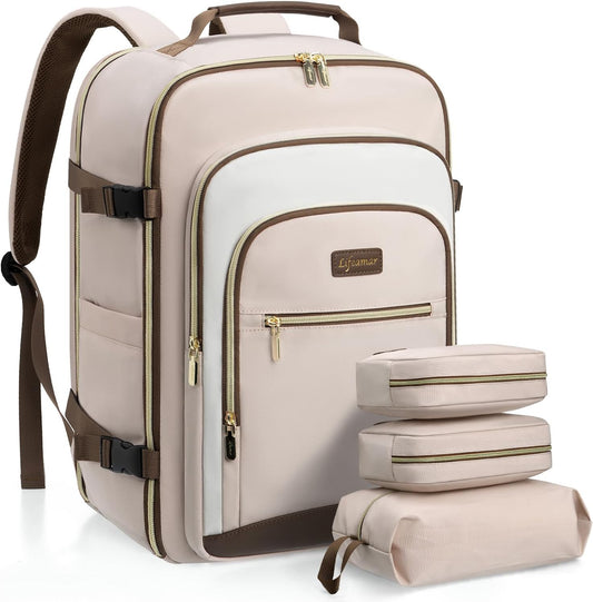 40L Travel Backpack for Women, Carry On Bag Flight Approved, Waterproof Backpack with 3 Packing Cubes, Weekender Personal Item Bag for Airplane Travel Essentials, TSA Approved