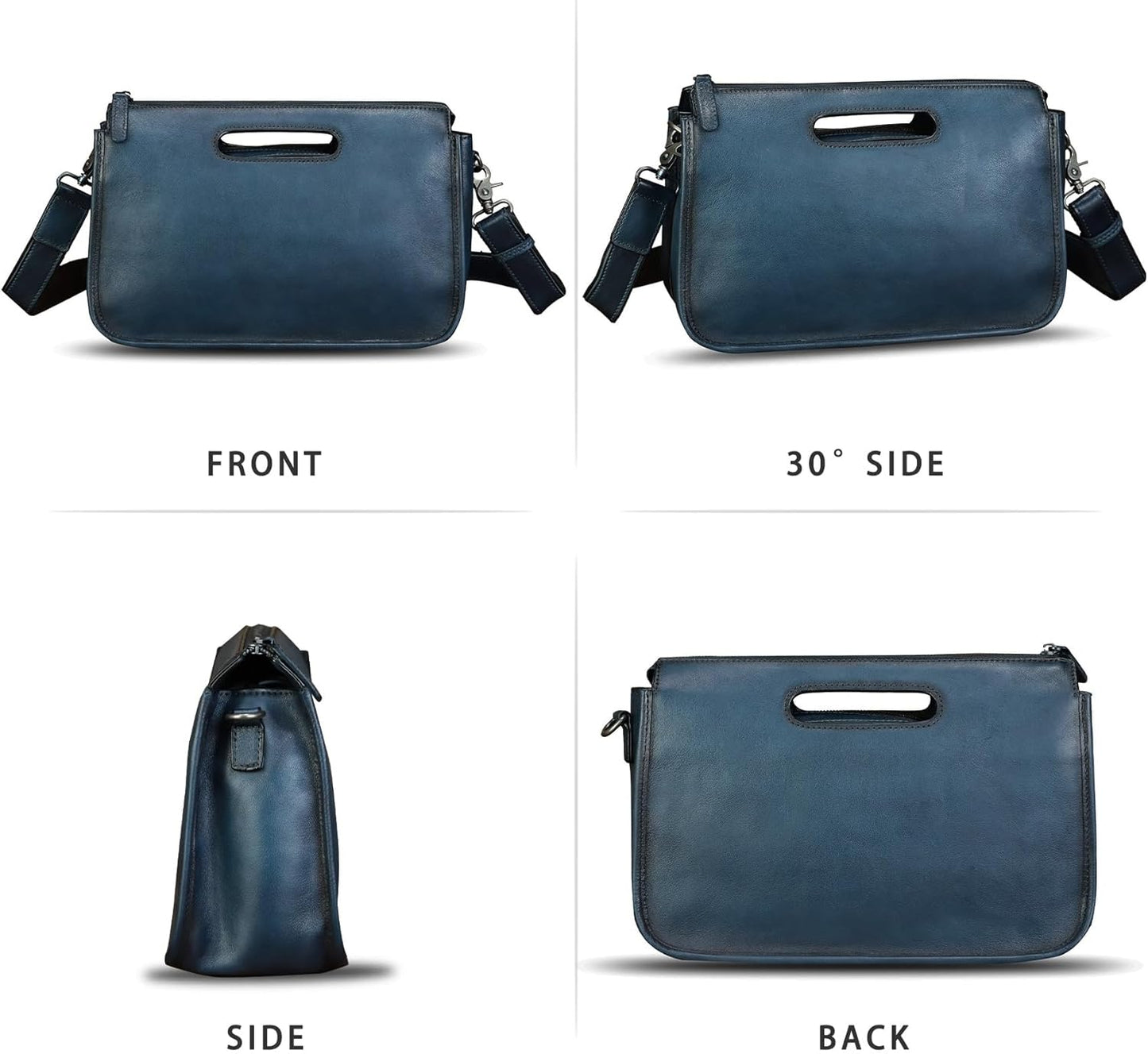 Genuine Leather Purses and Messenger Bag for Men Vintage Leather Briefcase Handbags Satchel Bags Shoulder Bag with Strap