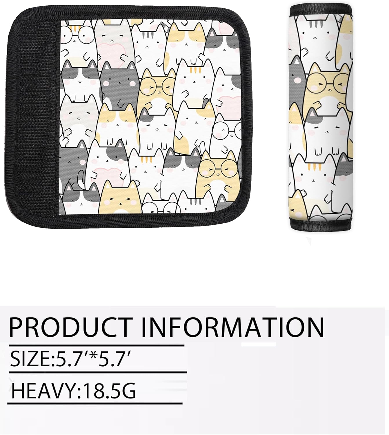 2 Pack Luggage Handle Wrap Travel Tags - Set of Luggage Tags for Suitcases, Identifiers, Marker, and Handle Covers - Cruise Accessories and Travel Gifts（Cute Cat