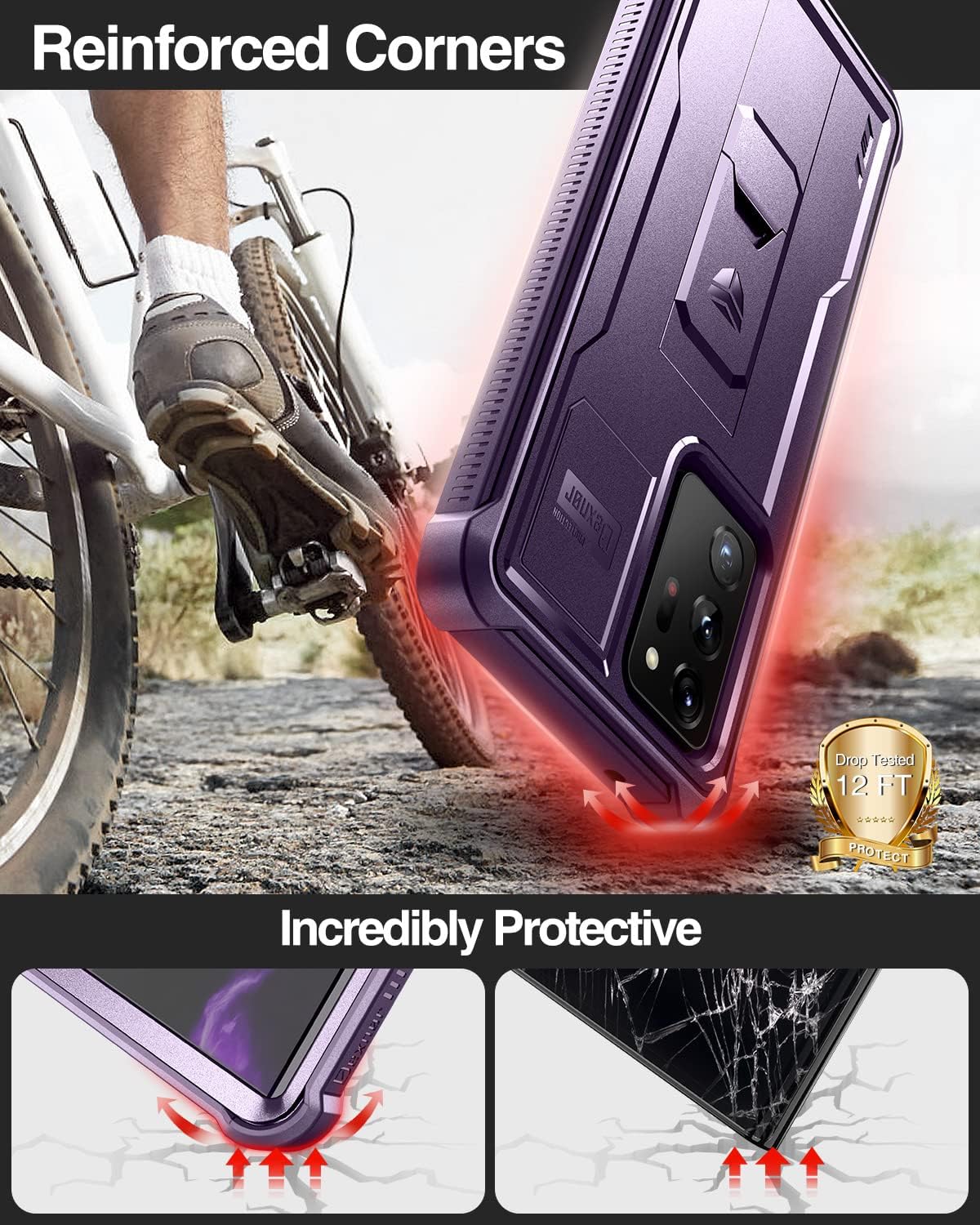 Dexnor for Samsung Galaxy Note 20 Ultra 5G Case, [Built in Screen Protector and Kickstand] Heavy Duty Military Grade Protection Shockproof Protective Cover for Samsung Galaxy Note 20 Ultra Purple