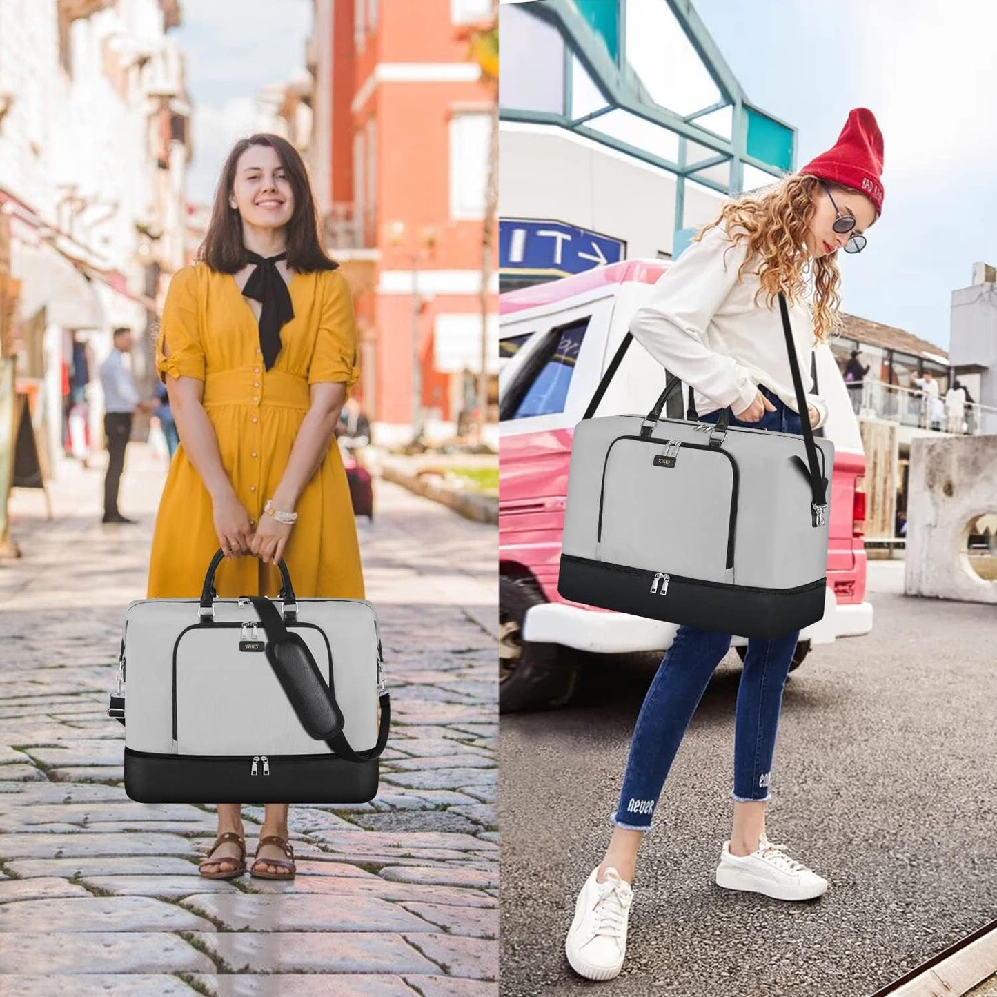 Travel Weekender Bag for Women, Overnight Bag with Shoe Compartment Oversized Travel Duffel Bag