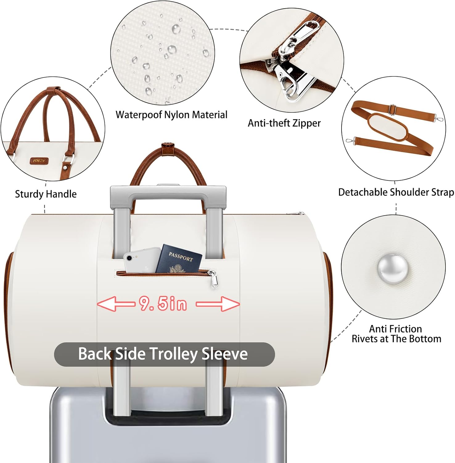 Garment Duffle Bag for Travel - Convertible Carry on Garment Duffel Travel Bag for Women Men Large