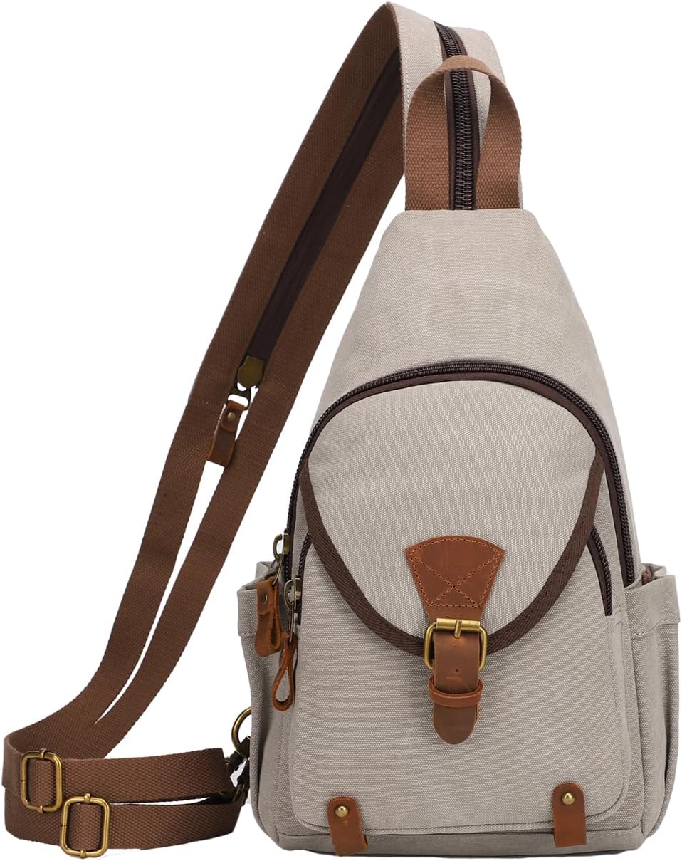 KouLi Buir Canvas Sling bag,Small Crossbody Backpack,Convertible Chest Bag Casual Daypack For Outdoor Cycling Hiking Travel