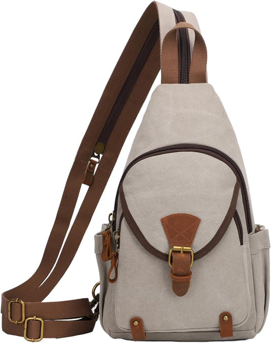 KouLi Buir Canvas Sling bag,Small Crossbody Backpack,Convertible Chest Bag Casual Daypack For Outdoor Cycling Hiking Travel