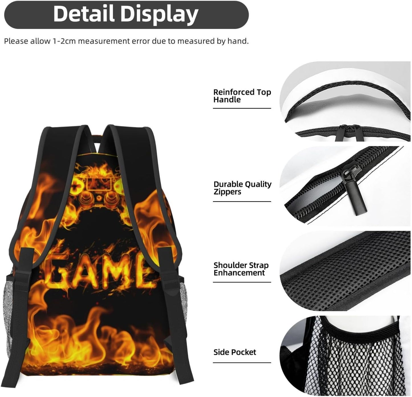 Game Kids Backpack for Boys Girls Gaming Elementary Schoolbag Kindergarten Gamepad Bookbags Preschool Toddler Book Bags Travel Bag Hiking Camping Rucksack Daypack for Back to School Gifts