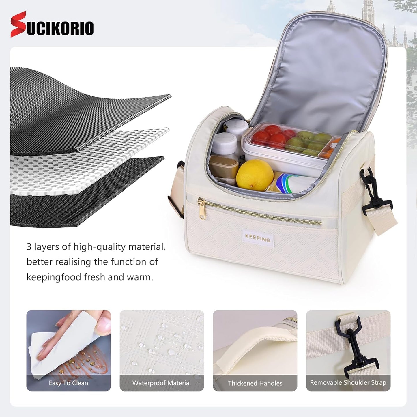 Rolling Laptop Bag 17.3 Inch With Insulated Lunch Bag 3 IN 1 Waterproof Rolling Briefcase With Wheels for Women