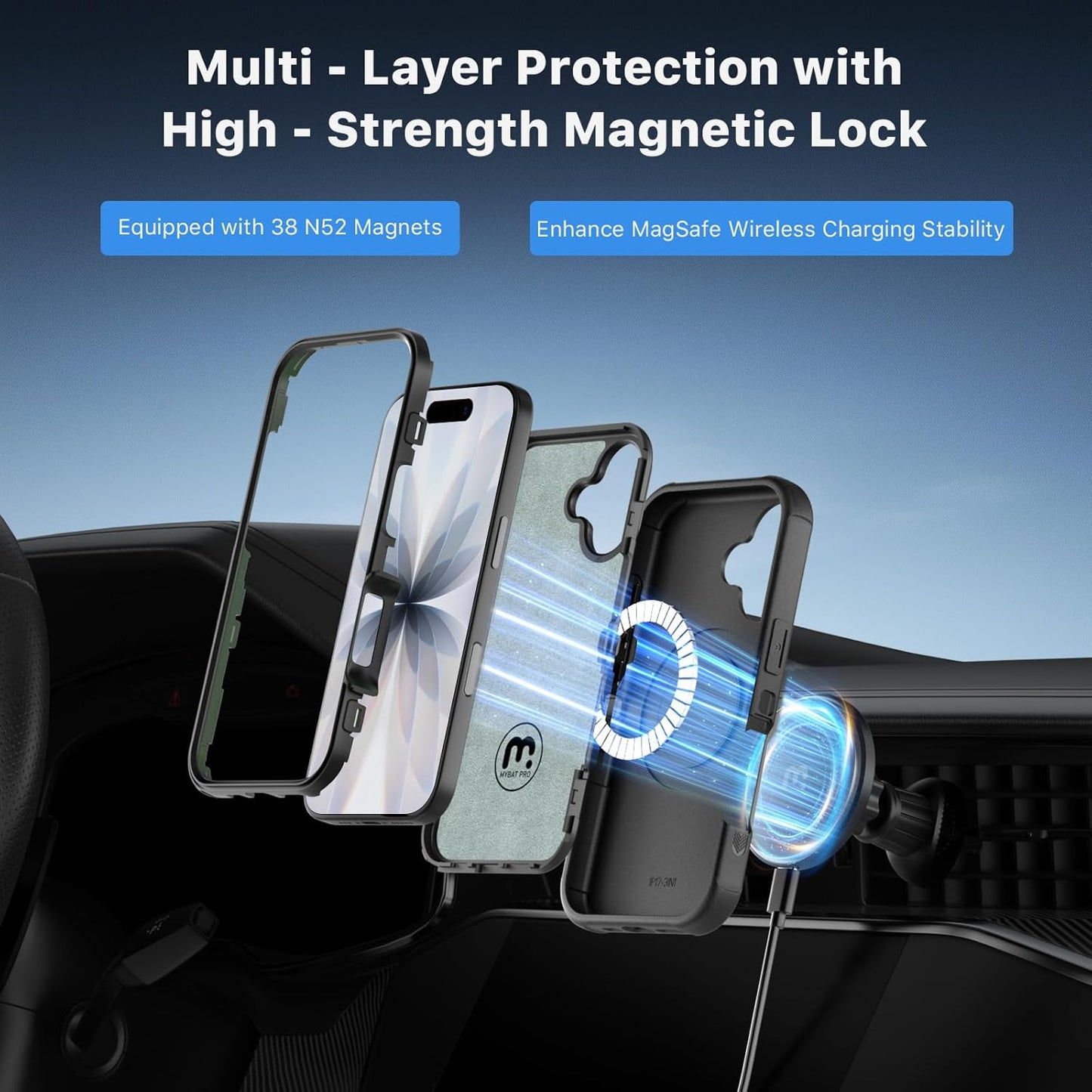 M MYBAT PRO for iPhone 17 Case,Maverick Series Magnetic Phone Case for iPhone 17 Rogue Edition,[Compatible with magsafe],Heavy Duty Protection Rugged Case,Anti-Drop,Shockproof Phone Cover Black