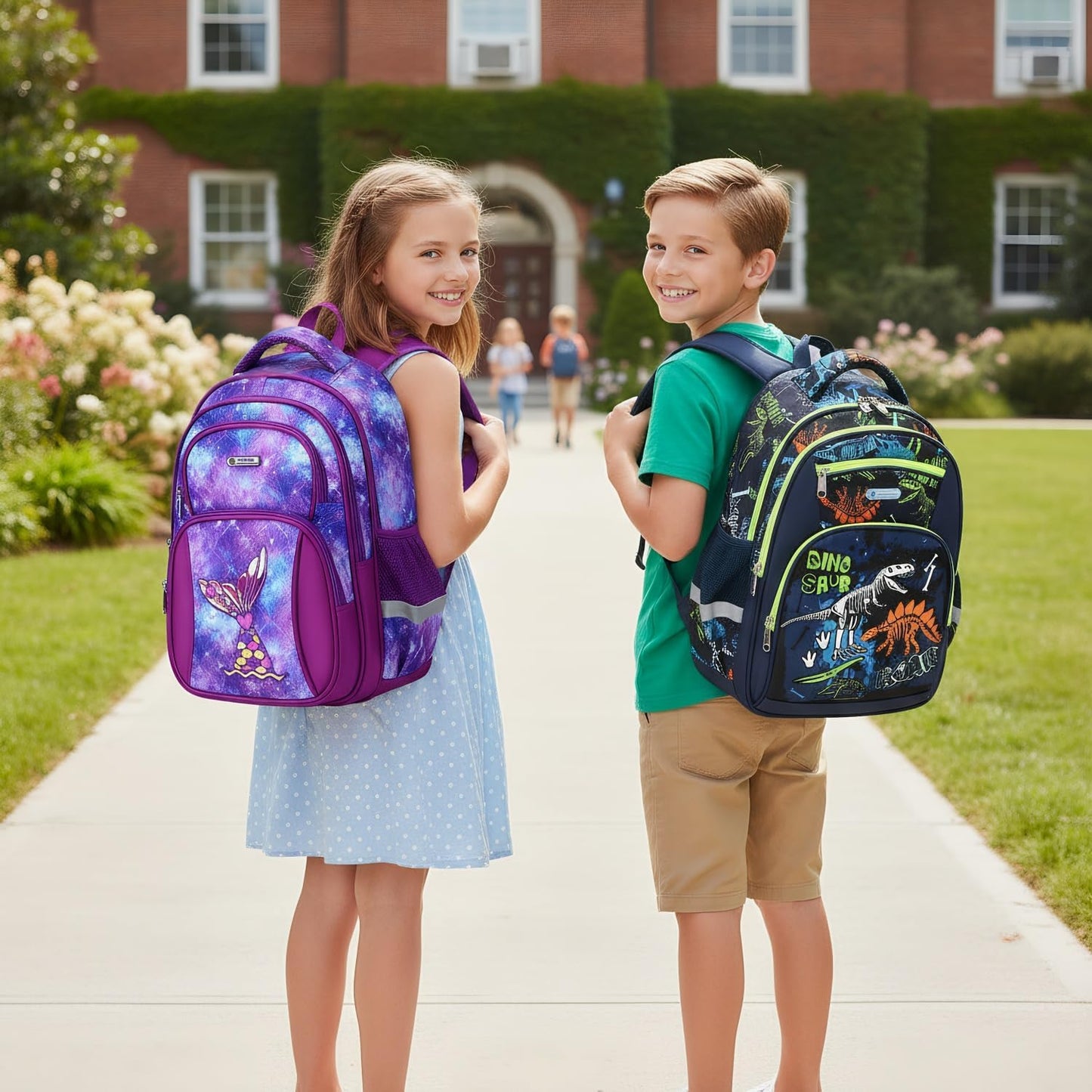 Cusangel Backpack for Boys Girls School Bookbags,Kindergarten Elementary Middle School Lightweight Waterproof Multifunctional Large Capacity for Backpack (16inch Luminous dinosaur)