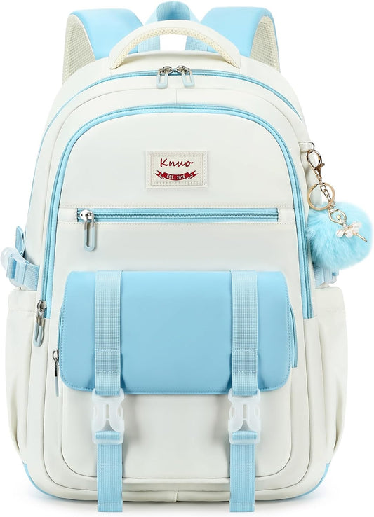 School Backpack for Teen Girls College Backpacks for Women Students Bookbag Large 15.6 Inch Laptop Bags Kids Kindergarten Elementary Middle School Bag Anti Theft Daypack Travel Back Pack Blue