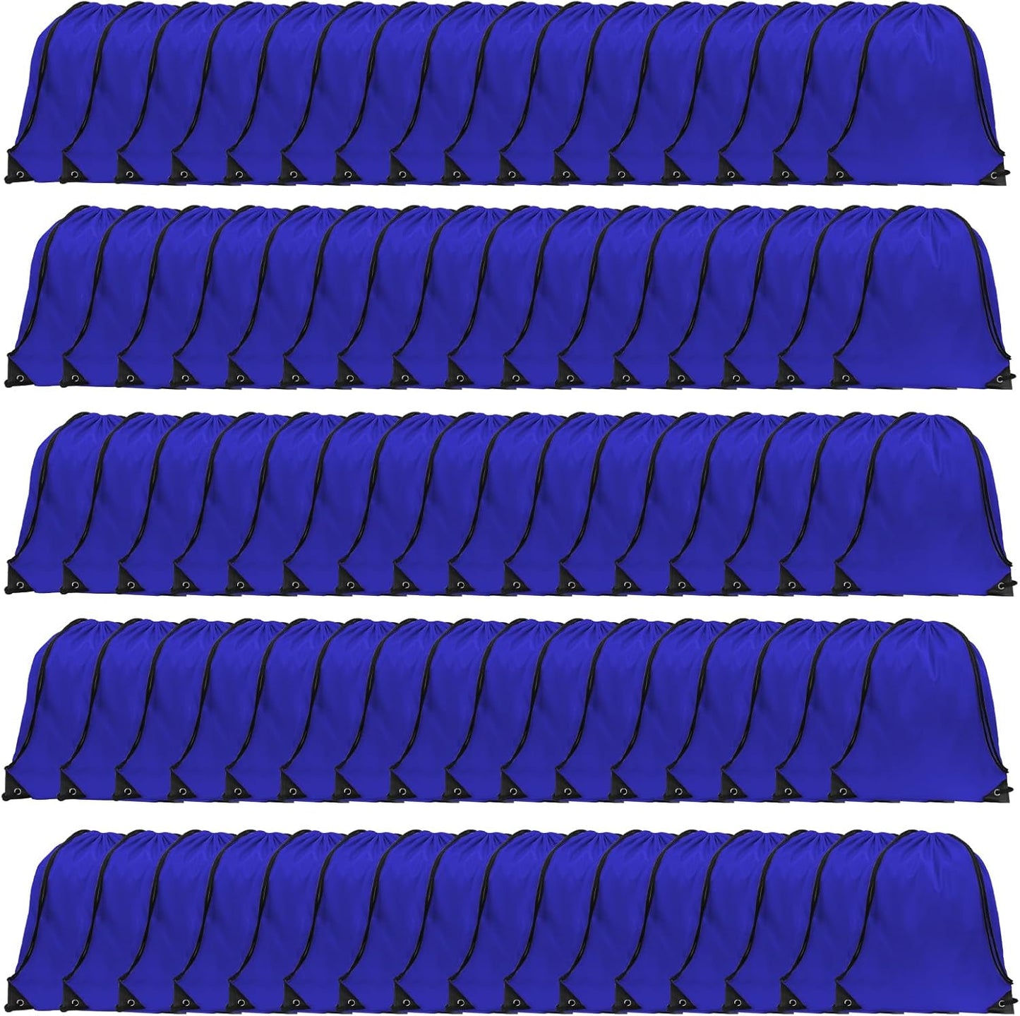 GoodtoU Drawstring Bags, Nylon Backpack Draw String Back Bag Cinch Sack Gym Bag for Sport, Traveling, Team (Blue, 80Pcs)