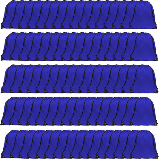 GoodtoU Drawstring Bags, Nylon Backpack Draw String Back Bag Cinch Sack Gym Bag for Sport, Traveling, Team (Blue, 80Pcs)