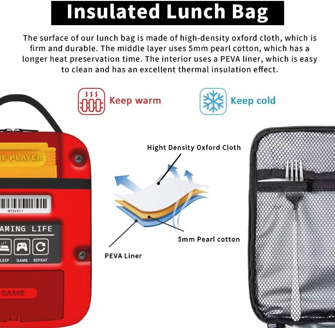 School Backpack With Lunch Bag and Pencil Case For Boys Gamer Backpack For Kids Children Teens Video Game Bookbag Game Large Travel Laptop Backpacks