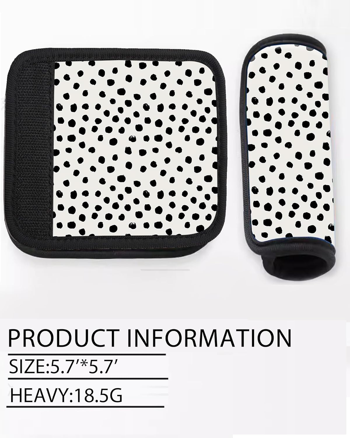 2 Pack Luggage Handle Wrap Travel Tags - Set of Luggage Tags for Suitcases, Identifiers, Marker, and Handle Covers - Cruise Accessories and Travel Gifts（Cute Black Polka Dot