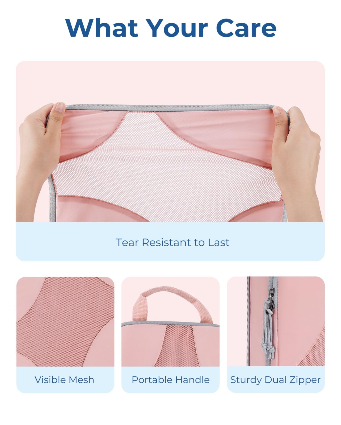 Bagsmart Compression Packing Cubes (Baby Pink, 6 Set)
