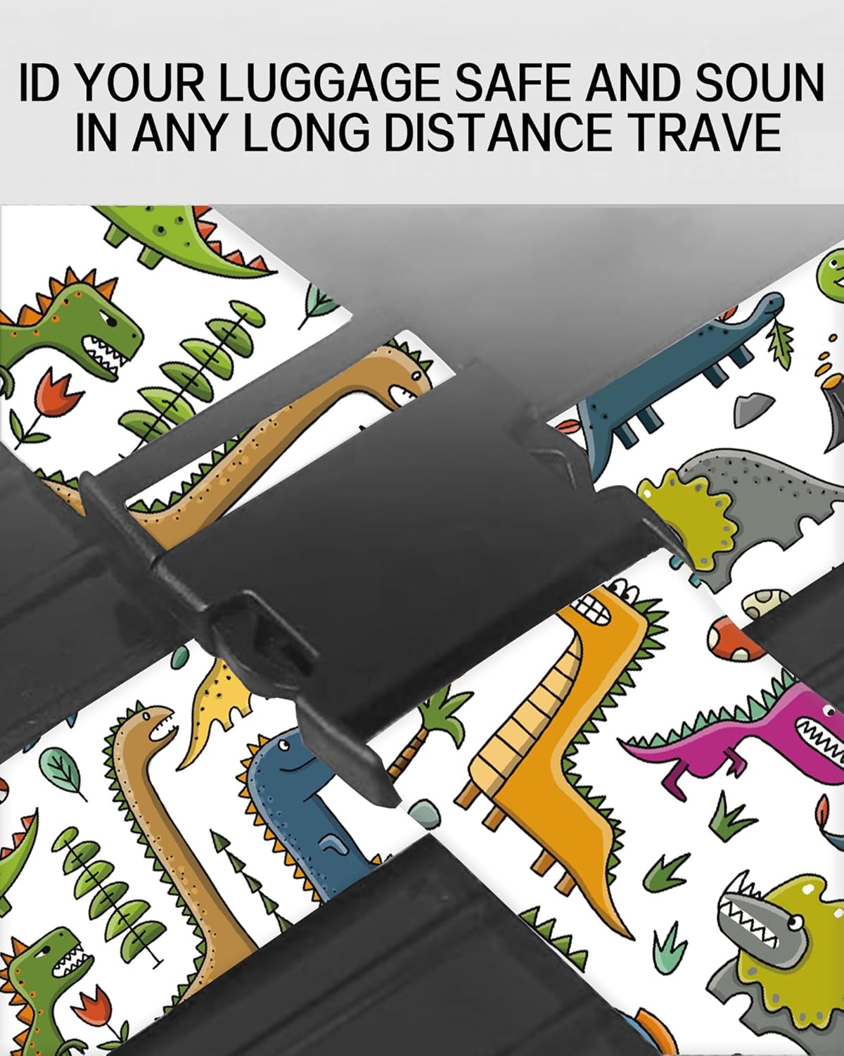 Luggage Straps for Suitcases, Adjustable Travel Belt, Durable Wide Luggage Strap, Cute Suitcase Strap Identifiers with Buckle, Bag Straps for Luggage, Cute Dinosaurs