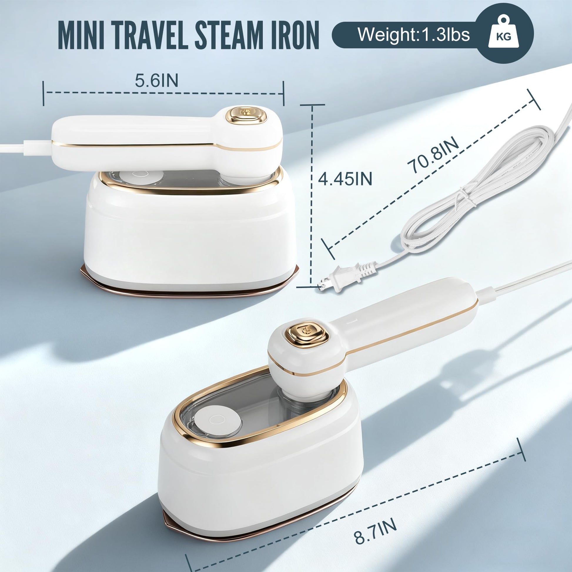 Travel Steamer for Clothes, 1200W Mini Travel Iron with Steam, Handheld Rotary Garment Iron