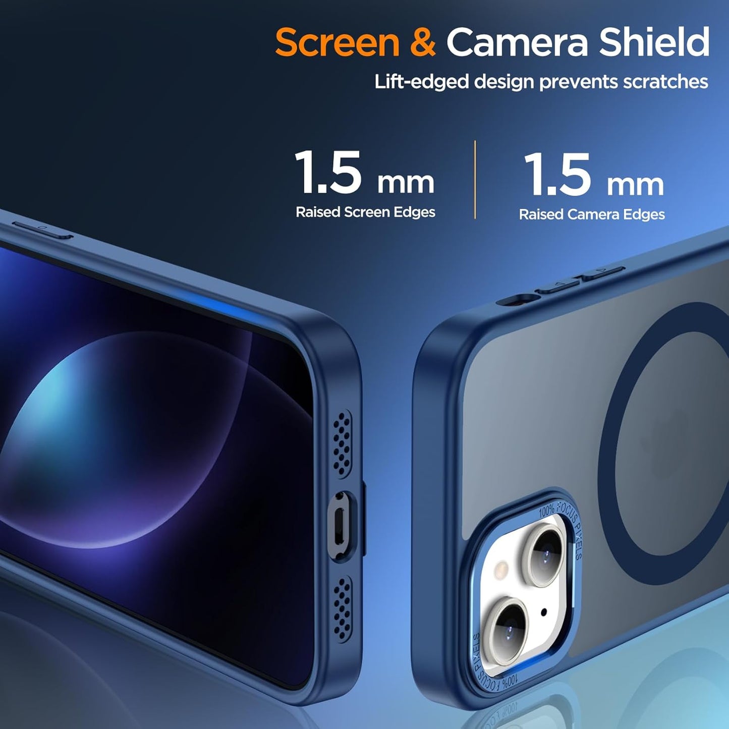 for iPhone 14 Case with Kickstand, Compatible with MagSafe, [Invisible Stand] Anti-Slip Shockproof Military-Grade Protection, Magnetic Slim Translucent Phone Case for iPhone 14 (Blue)