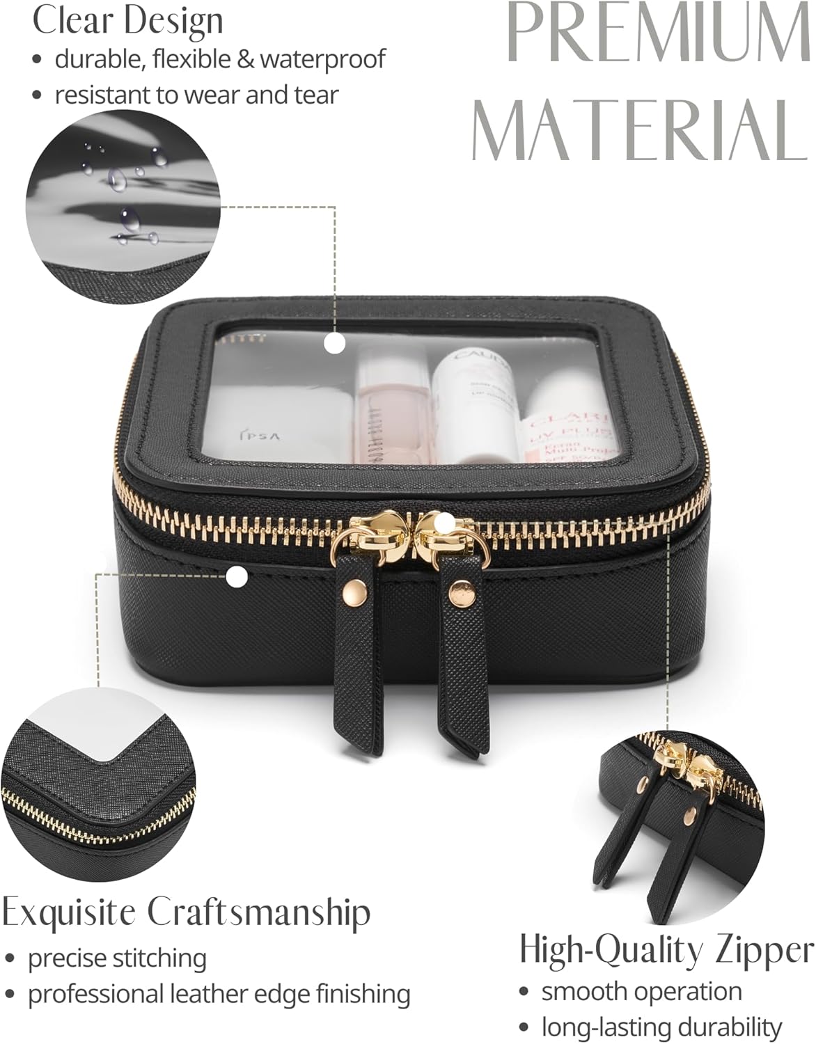 Popvibe Clear Makeup Bag Travel Cosmetic Case Transparent Toiletry Bag with Zipper, Portable Make