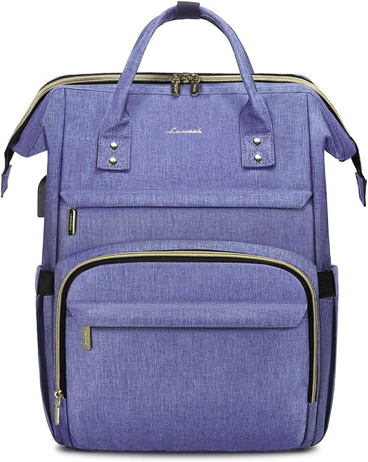 LOVEVOOK Laptop Backpack for Women,17 Inch Professional Womens Travel Backpack Purse Computer Laptop Bag Nurse Teacher Backpack,Waterproof College Work Bag Carry on Back Pack with USB Port,Blue-violet