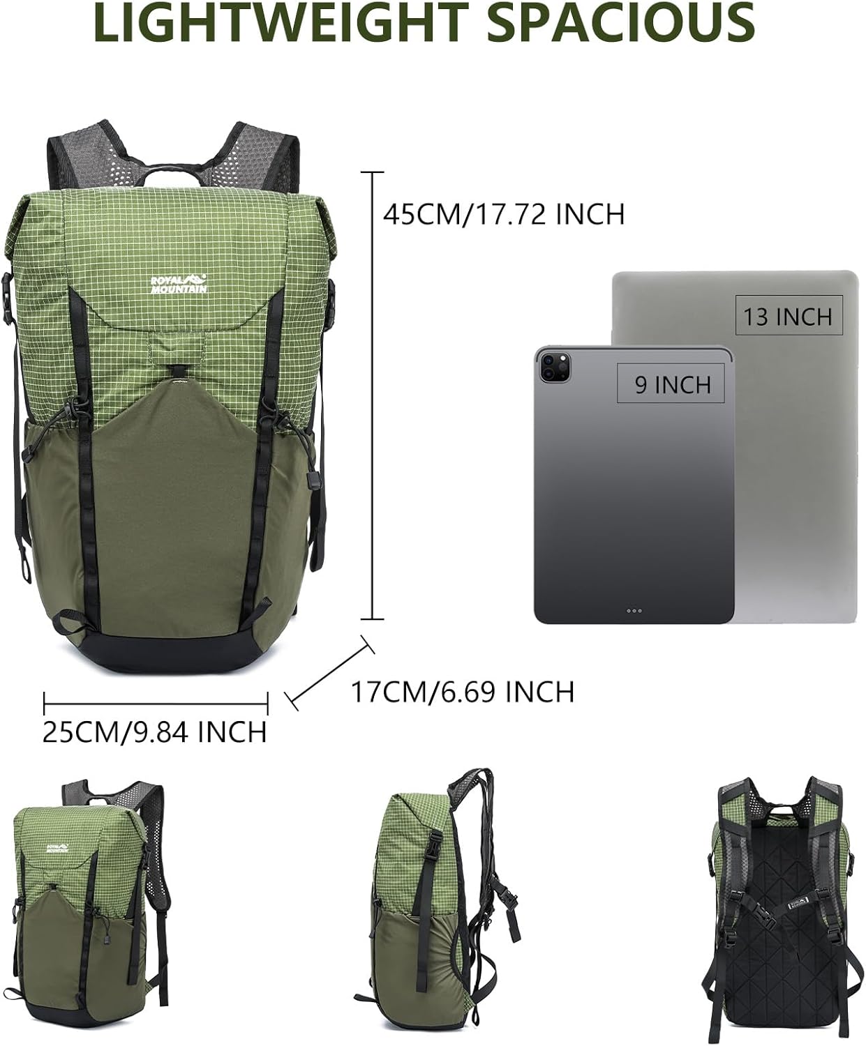 20l Hiking Backpack For Women&Men, Water Resistant Daypack Backpacks, Foldable & Packable Hiking Backpack, Lightweight Small Daypack For Travel Camping (Green)
