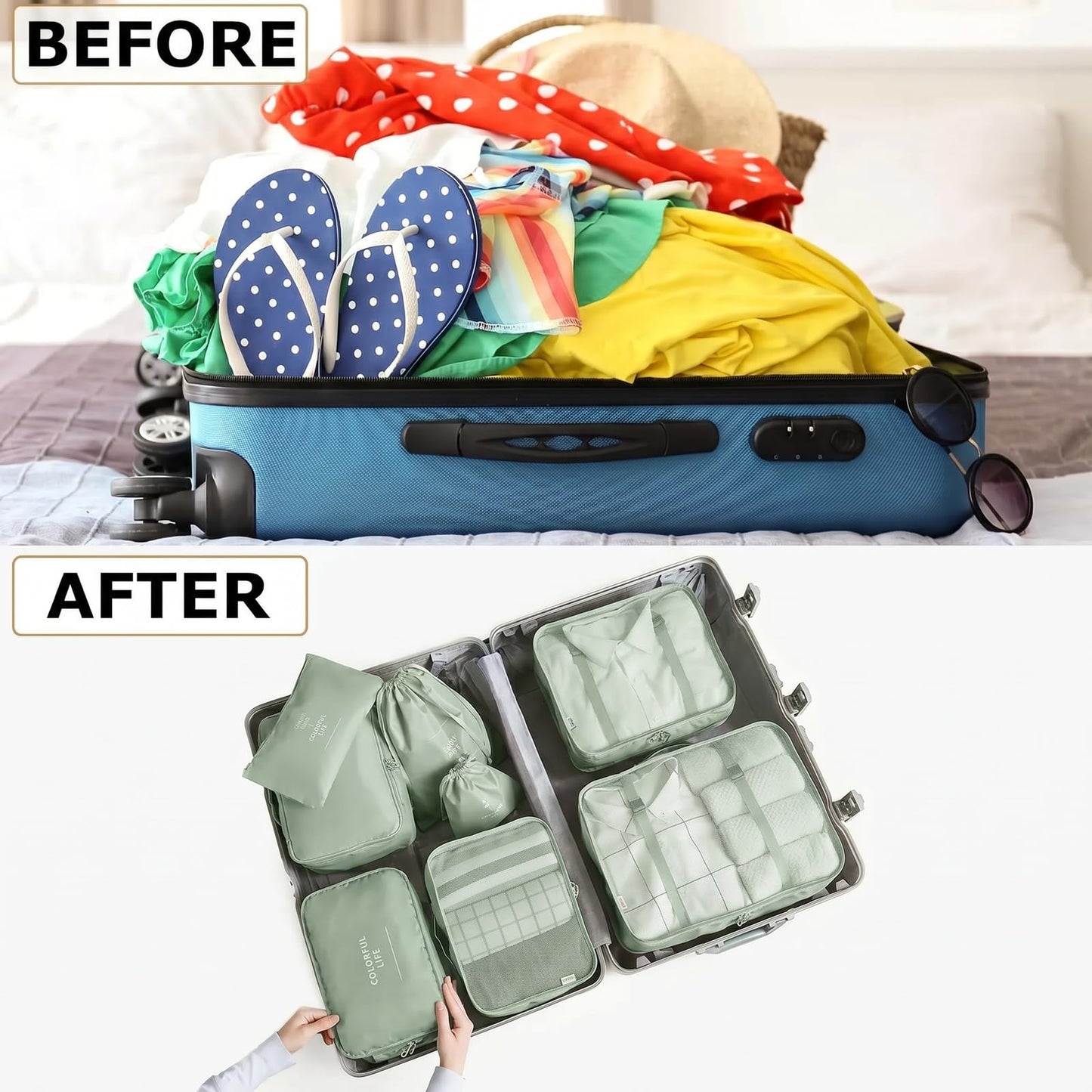 LANSKLBD 6/8 Set Packing Cubes for Suitcases Travel Luggage Packing Organizers,Travel Accessories