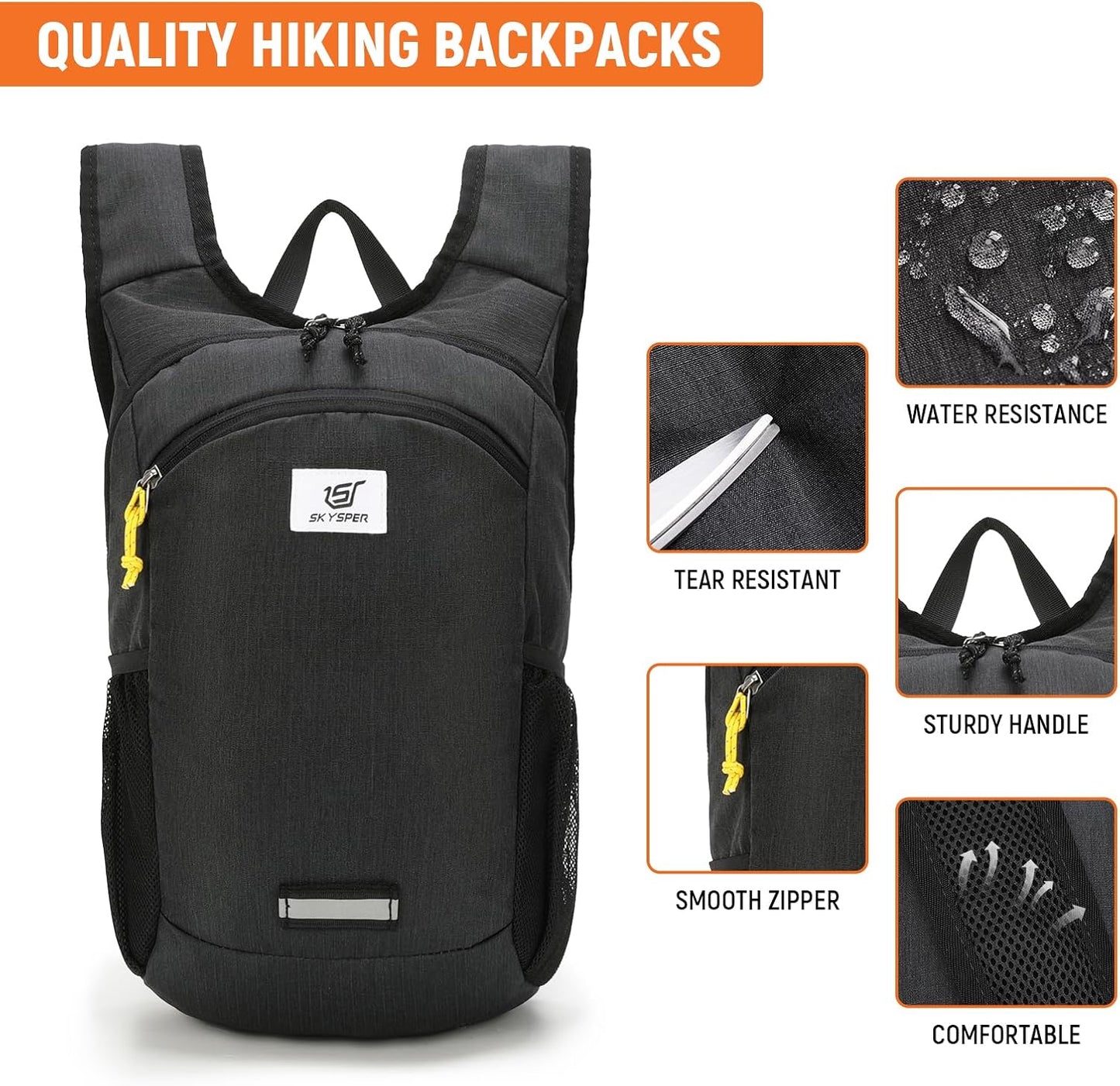 SKYSPER 10L Hiking Backpack, Foldable & Packable Lightweight Daypack for Travel, Collapsible Small