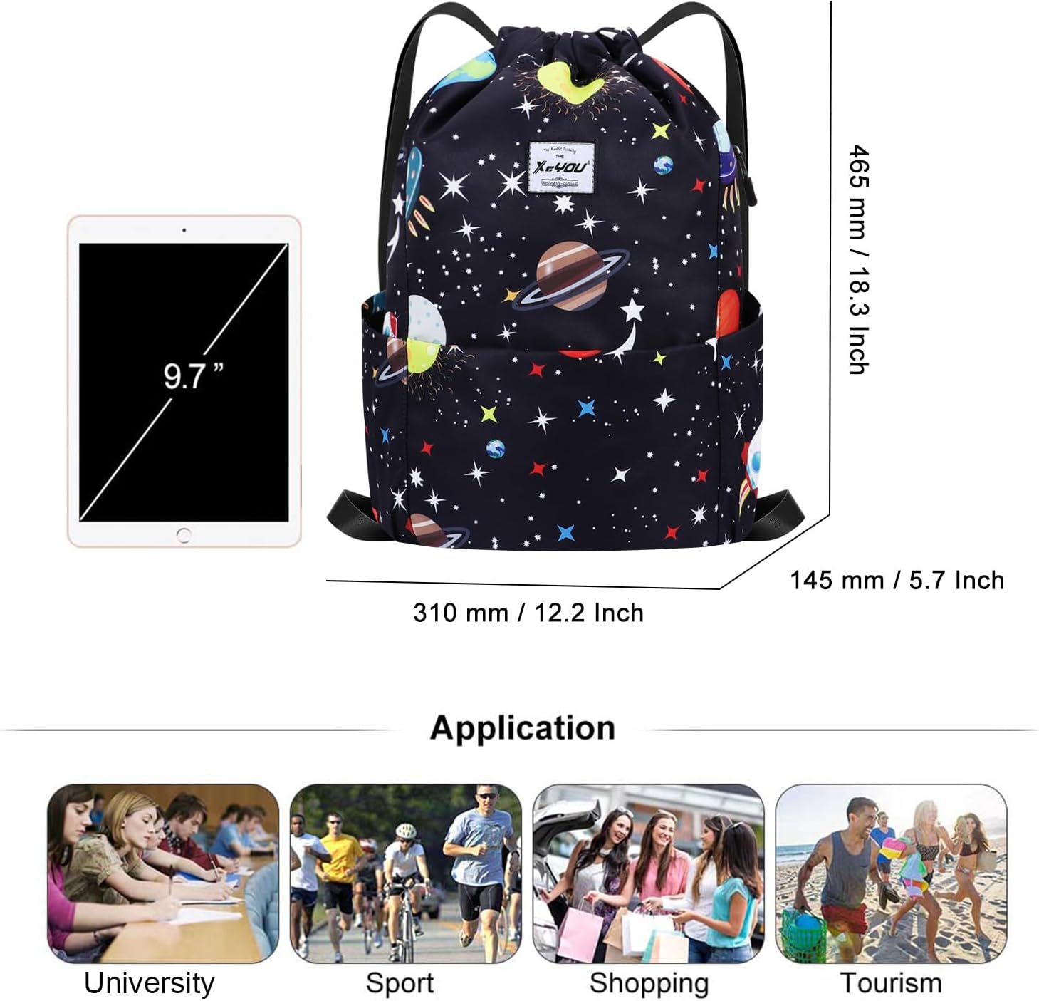 XEYOU Drawstring Sports Backpack Lightweight Gym Yoga Sackpack Shoulder Rucksack Casual Outdoor