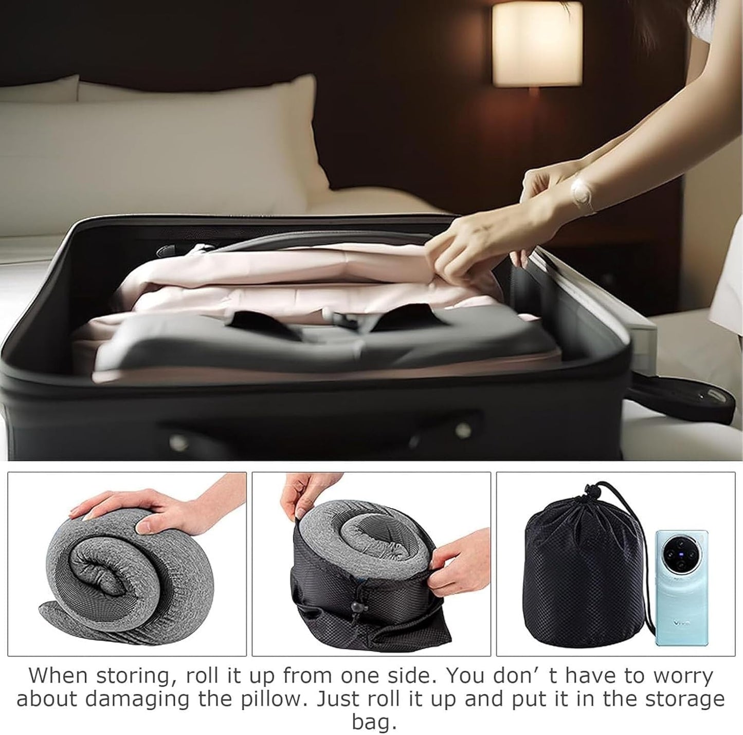 WEERSHUN Travel Pillow for Airplanes, 2026 New Memory Foam Neck Pillow with Chin Wrap for