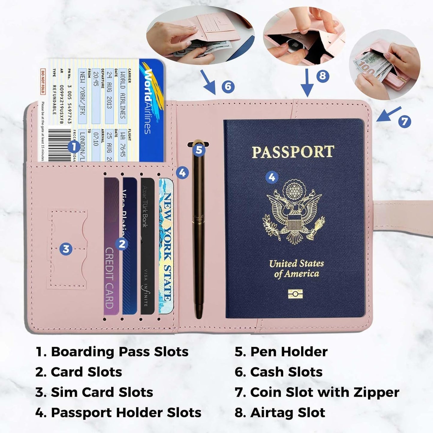 Passport Holder with Airtag for Women/Men,Airtag Passport Wallet for Travel,Cute Passport Holder Rfid Blocking,Travel Wallet for Cards Passport Cover Case