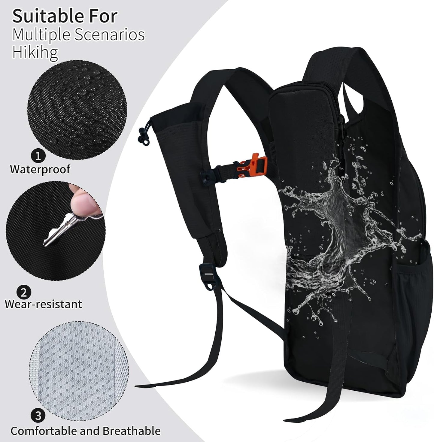 Hiking Backpack 10L/15L Small Daypack Lightweight Packable Travel Foldable Water Resistan for Women
