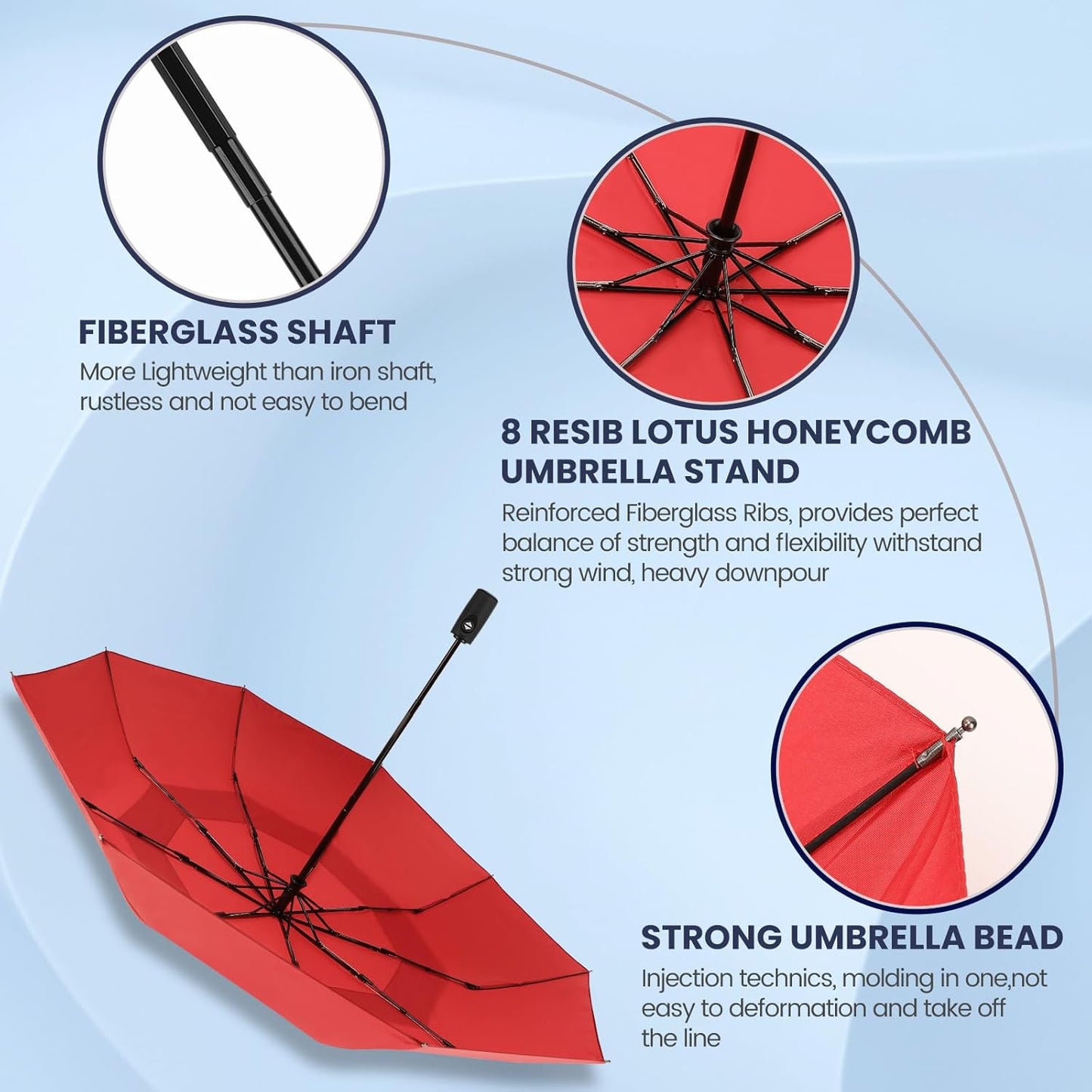 ZOMAKE Travel Umbrella Windproof 45 Inch, Small Umbrella Compact Portable Collapsible for Rain, Automatic Folding Lightweight Packable Paraguas for Women Men