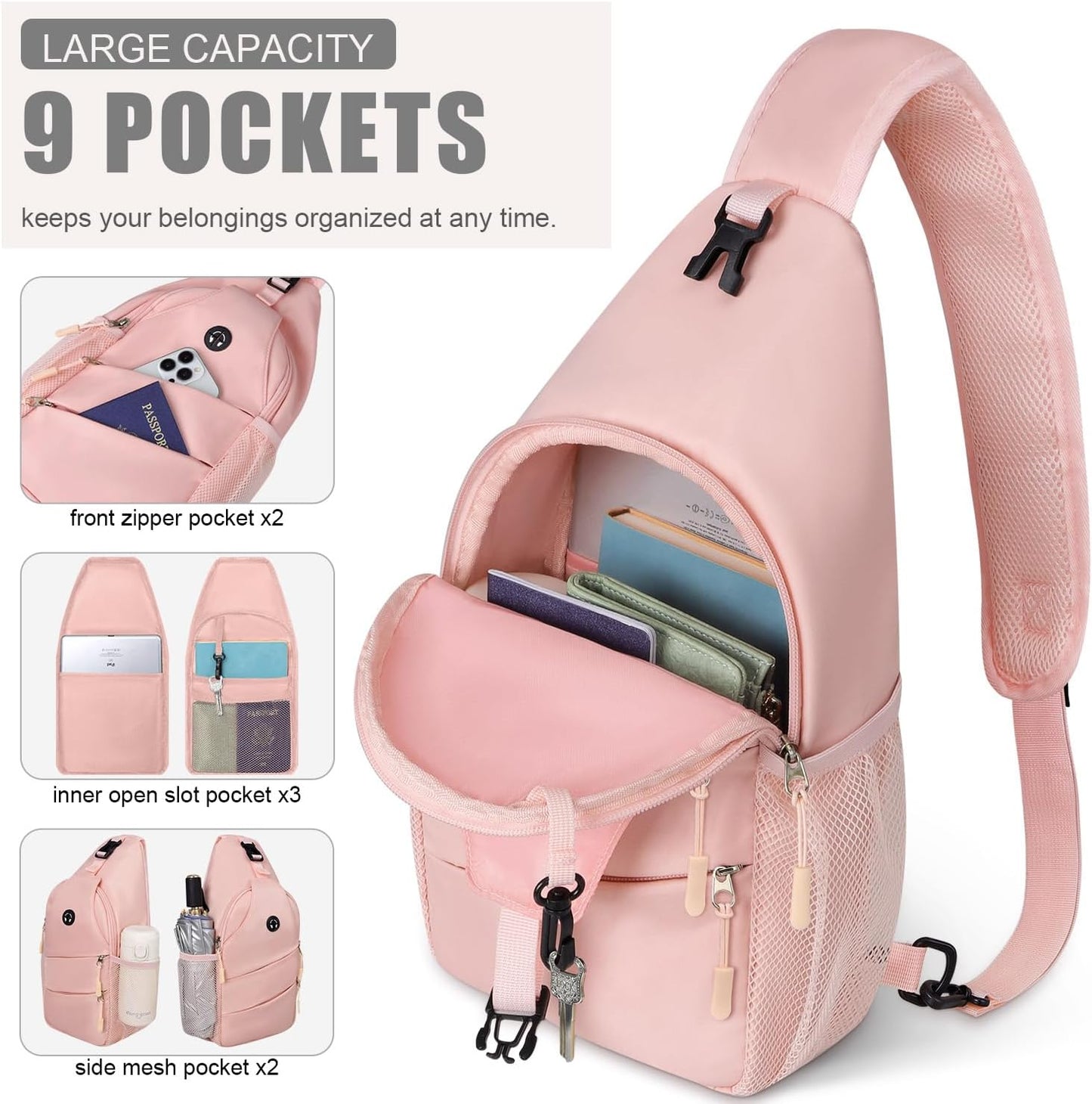 Crossbody Bags for Women Men Trendy Sling Bag Backpack Casual Chest Bag with Convertible Shoulder