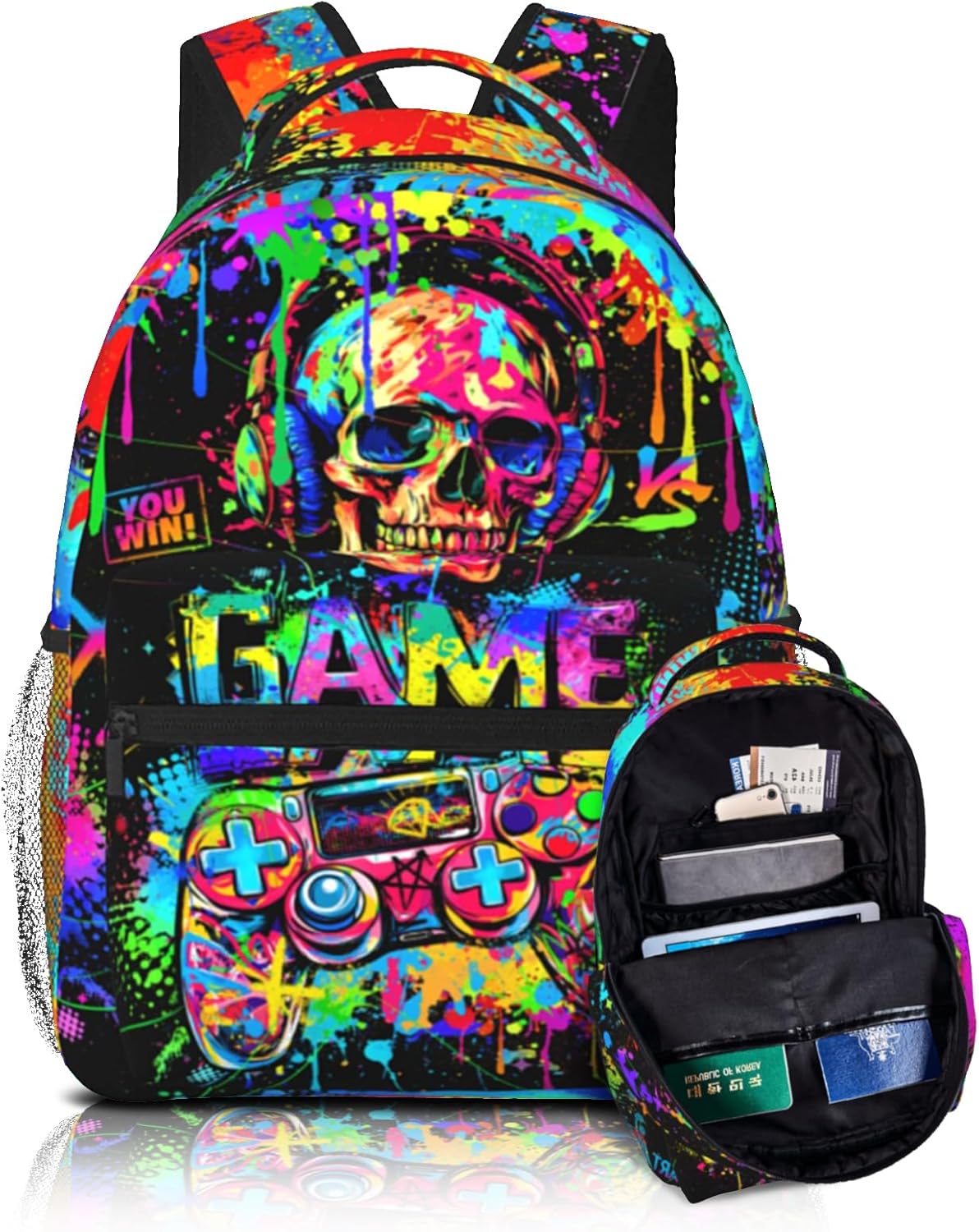 Video Game Backpack for Boys Backpacks for School Boys Graffiti Gaming School Bookbags for Kids
