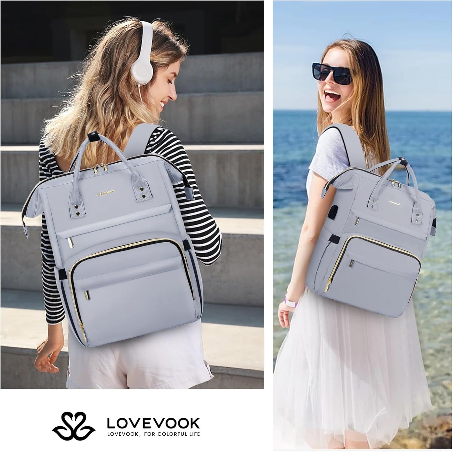 LOVEVOOK Laptop Backpack for Women Teacher Backpacks Nurse Bags,Work Bag Backpack Purse Bags Anti-Theft Travel Backpacks with USB Charging Port,15.6 Inch Backpack for College Business Casual