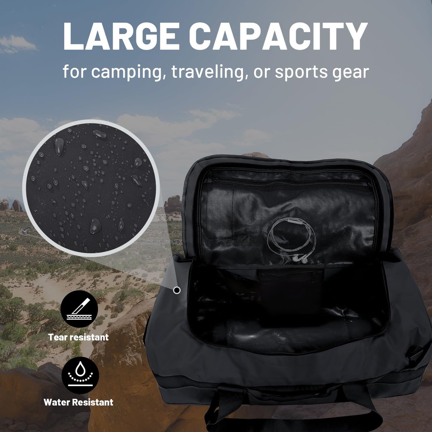 MIER 40L/60L/90L Water Resistant Backpack Duffel, Heavy Duty Duffle Bags