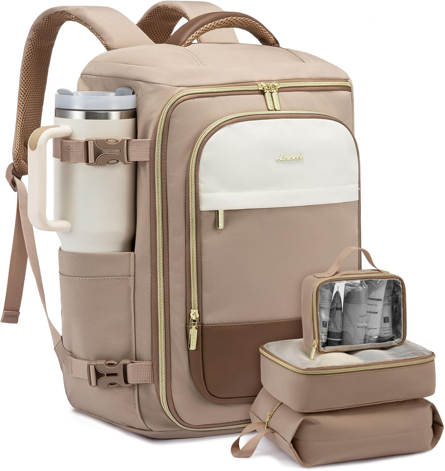 LOVEVOOK 50L Travel Backpack for Women, TSA Approved Carry On Backpack with 3 Packing Cubes
