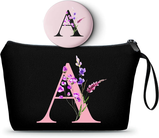 SEAMOON Women Birthday Unique Maid of Honor Friendship Gifts for Women Sister Bridesmaid Bride Personalized Travel Makeup Cosmetic Bag with Mirror Valentines Mothers Day Christmas Graduation A