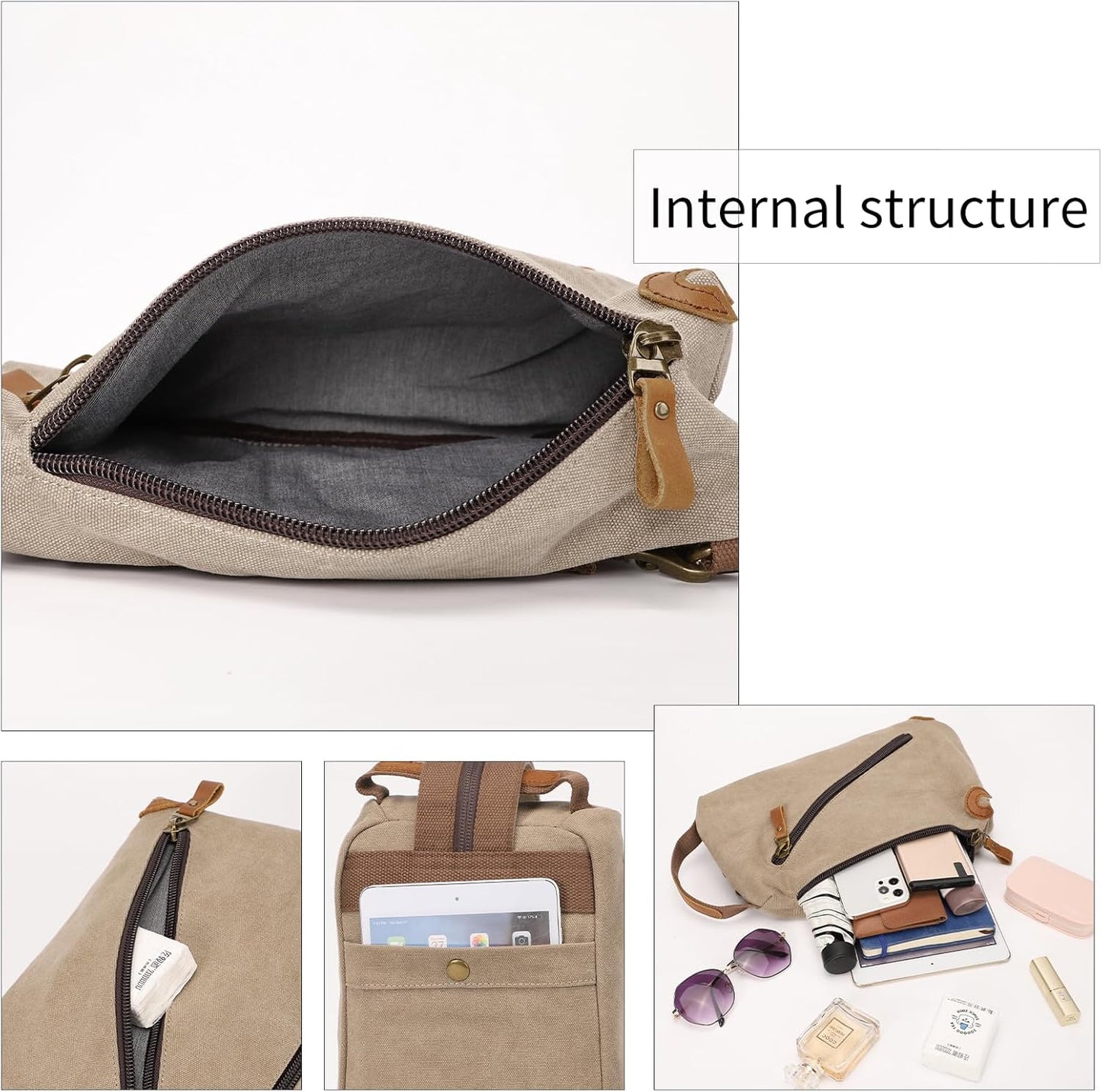 KL928 Canvas Sling Bag Crossbody Bags Small Backpack Pack Travel Purse Convertible Purses for Women Men