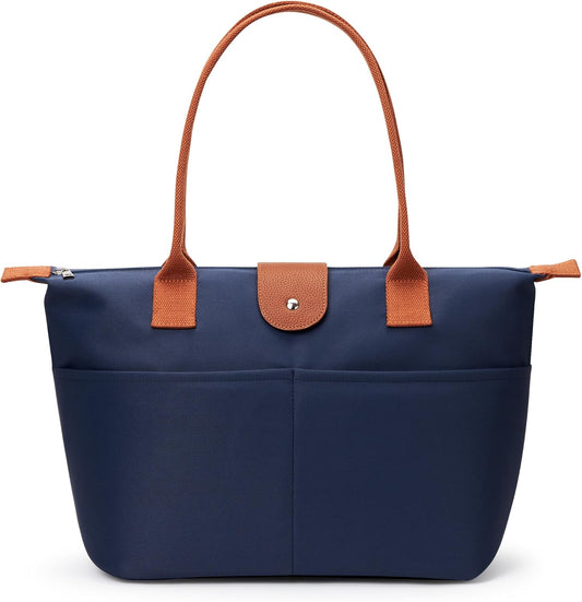 Nylon Tote Bag Women Zipper Shoulder Purse Large Hobo Top Handle Foldable Handbags for Work Travel Shopping