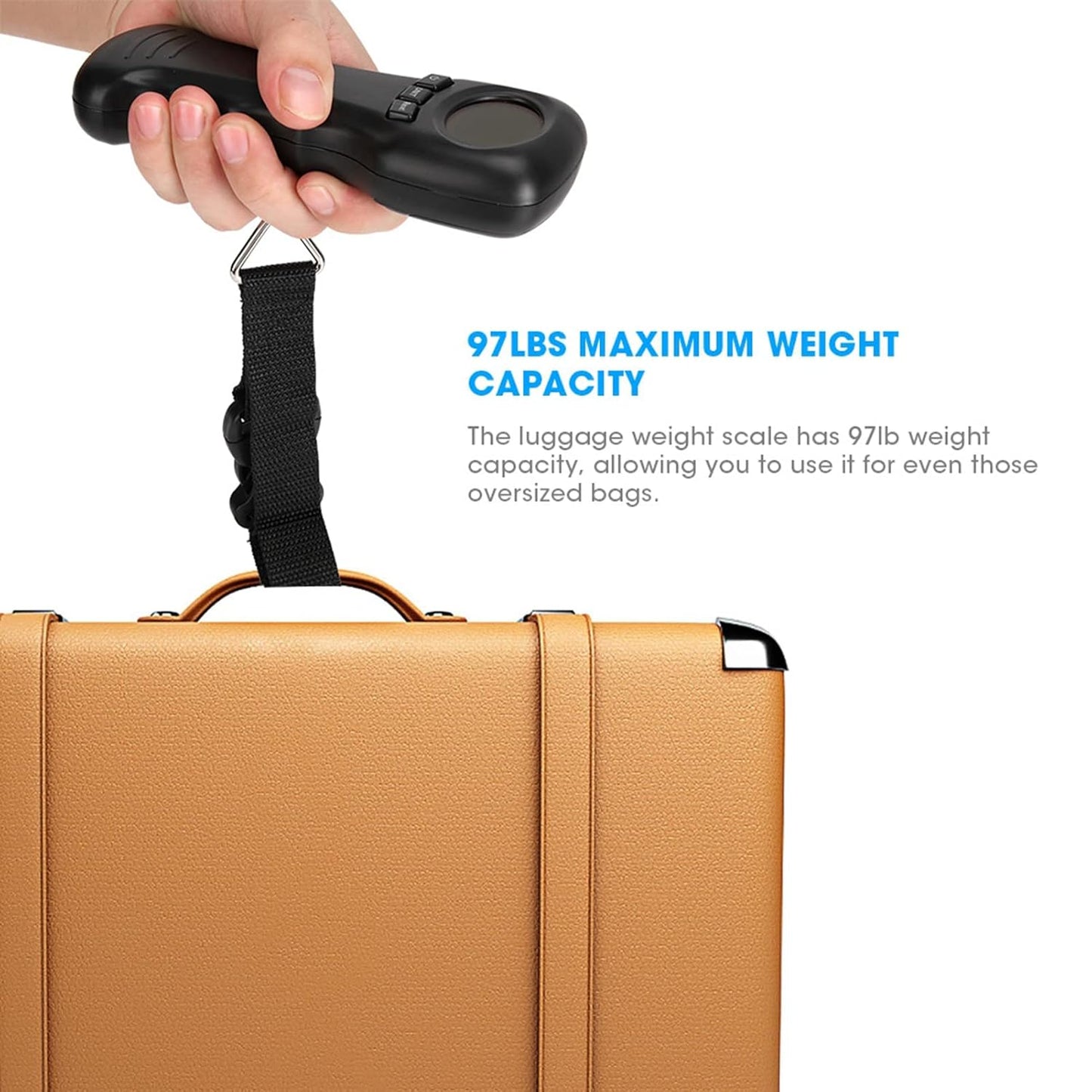 Digital Luggage Scale, 50kg/110lb Portable Travel Hanging Luggage Scale Electronic Weight Scale with LCD Digital Display for Travel Home Fair, Black, Battery Not Included