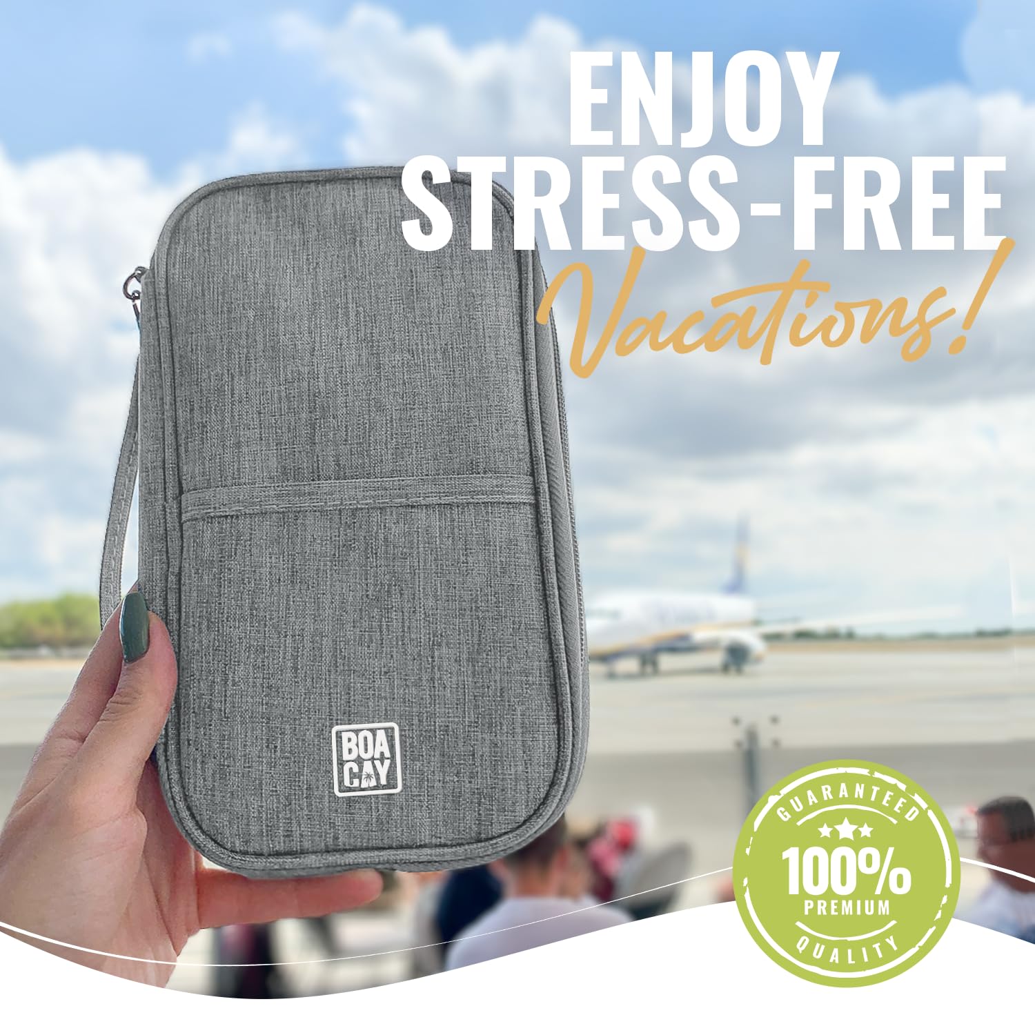 BOACAY Travel Document Organizer with RFID, Family Passport Holder, Wallet for Women & Men