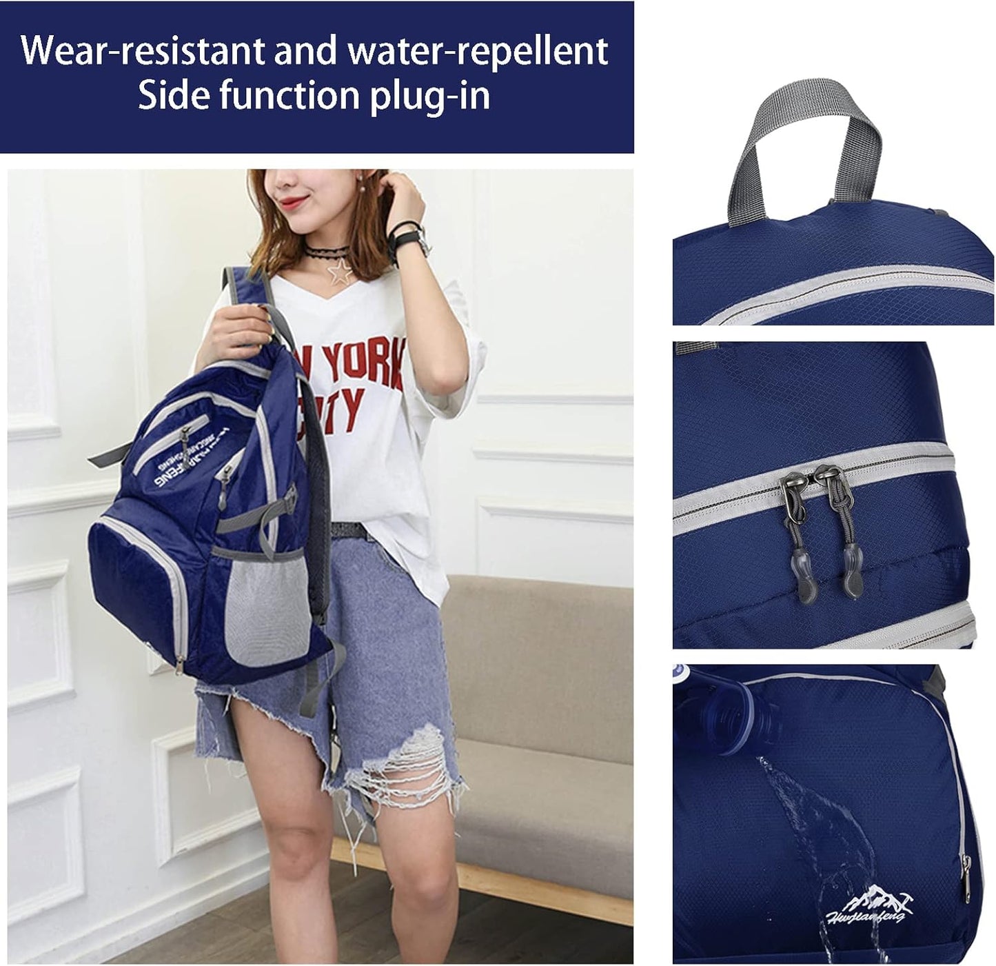 Hiking Backpack,30l sporty lightweight folding waterproof ultralight backpack for outdoor camping picnic hiking running bag with waterproof rain