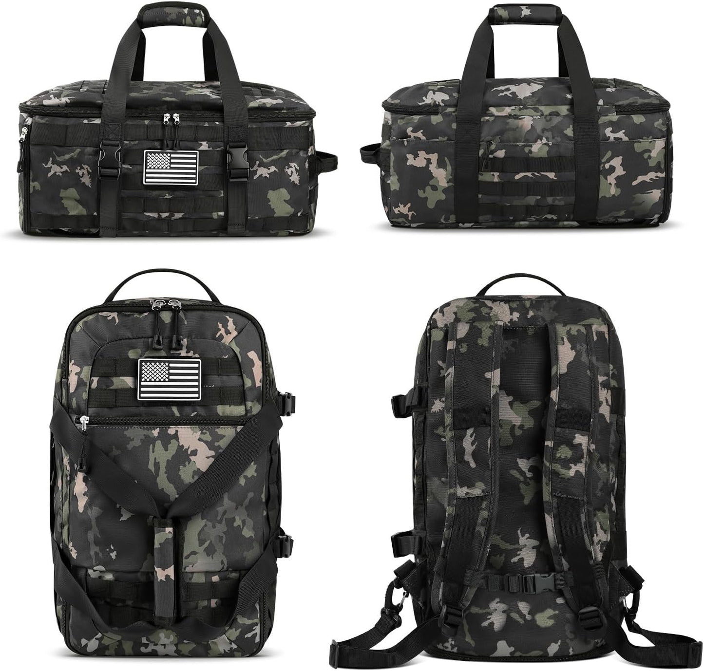 ETRONIK Gym Bags for Men, Tactical Duffle Bag Backpack with Shoe Compartment, 3 in 1 Carry on Bag