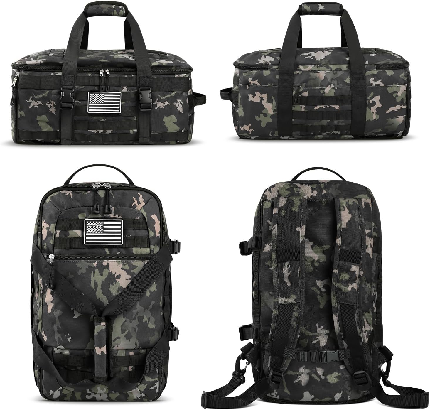 ETRONIK Gym Bags for Men, Tactical Duffle Bag Backpack with Shoe Compartment, 3 in 1 Carry on Bag
