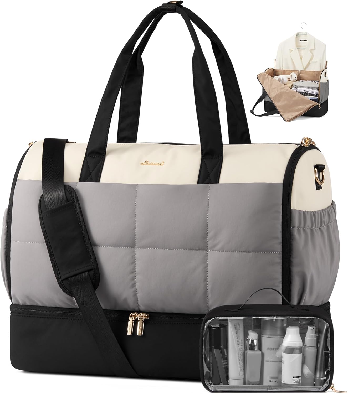LOVEVOOK Garment Bags for Travel,Convertible Garment Bag for Women with Shoe Pouch,Carry on Duffel Bag with Toiletry Bag, 2 in 1 Hanging Suitcase Suit Bag,Waterproof Weekender Bags for Business Trip