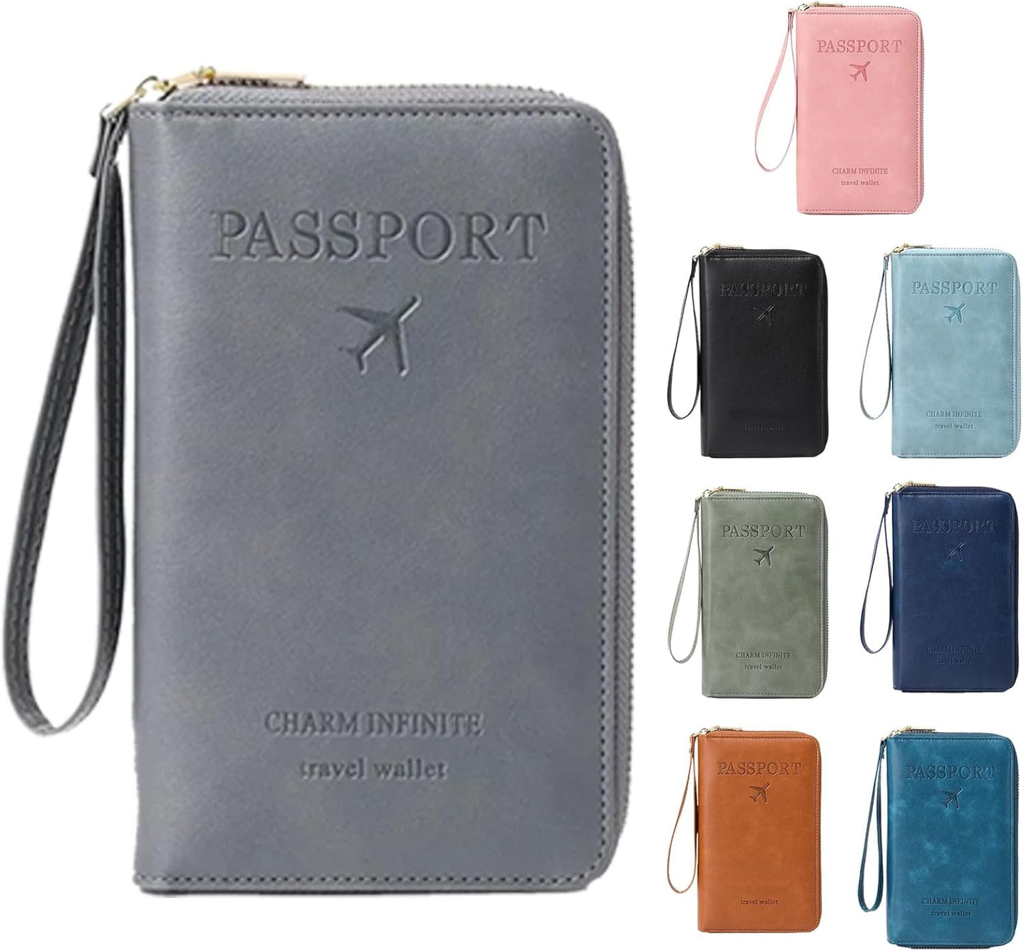 Similarbe Multifunctional RFID Passport Wallet, RFID Blocking Travel Document Organizer Clutch Bag, Anti-theft Wallet (Gray)